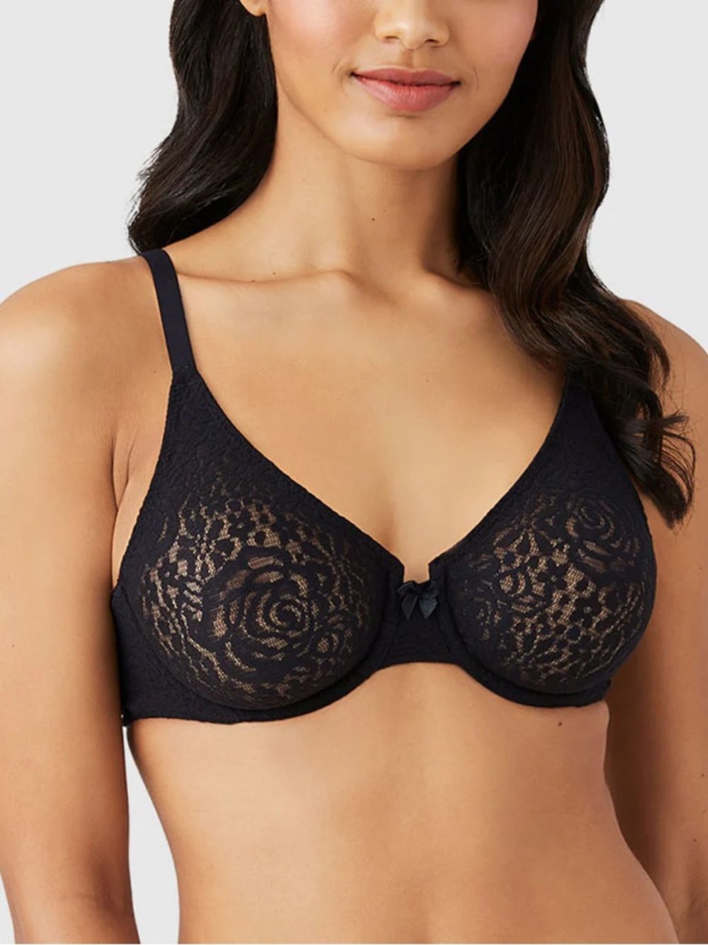 Wacoal Halo Lace Underwire Bra Size 40DD Black 851205 Sheer